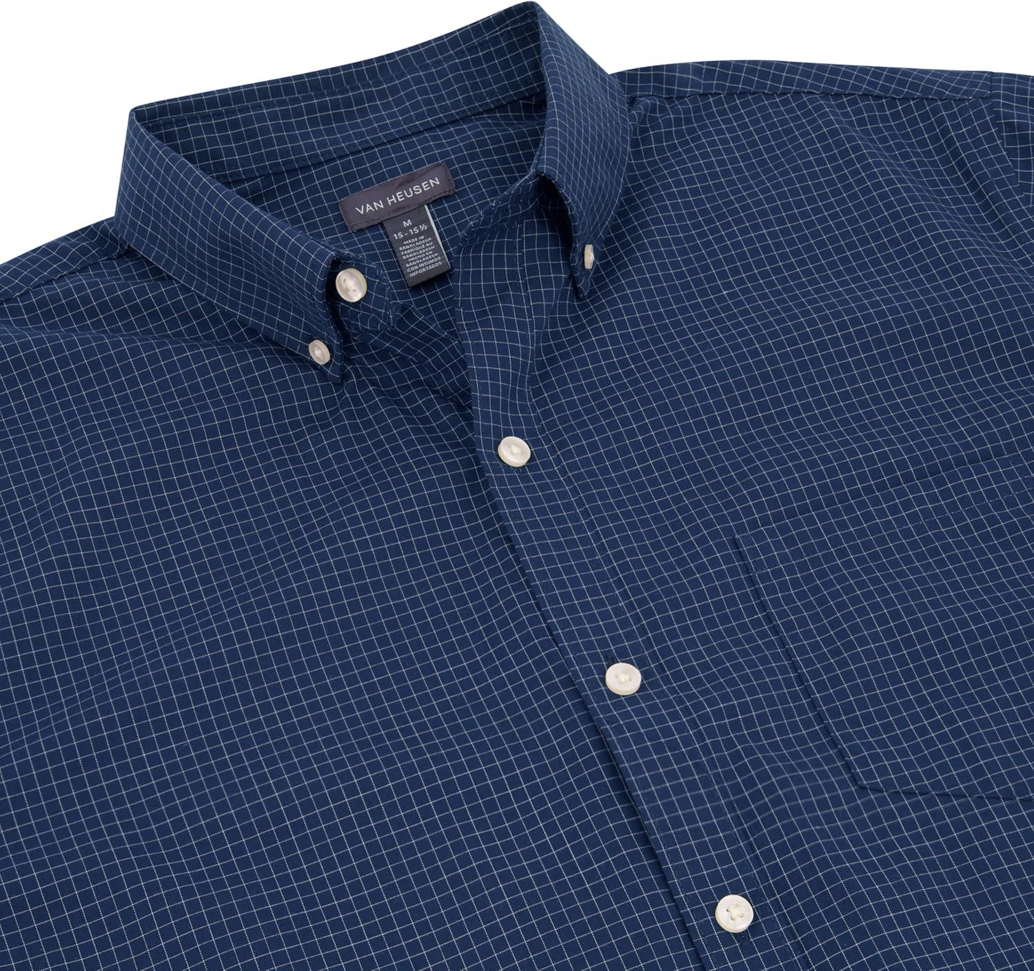 imageVan Heusen Mens Wrinkle Free Short Sleeve Button Down Check ShirtCarbon Blue