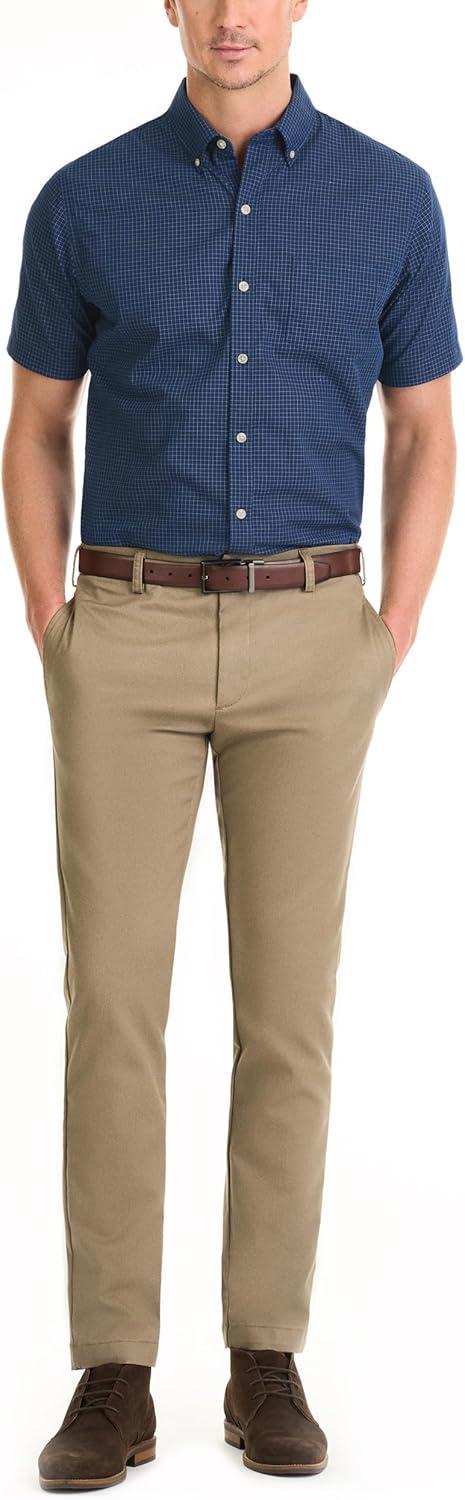 imageVan Heusen Mens Wrinkle Free Short Sleeve Button Down Check ShirtCarbon Blue