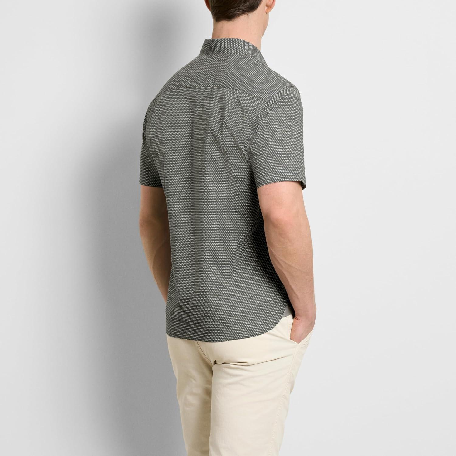 imageVan Heusen Mens Wrinkle Free Short Sleeve Button Down Check ShirtDusty Olive