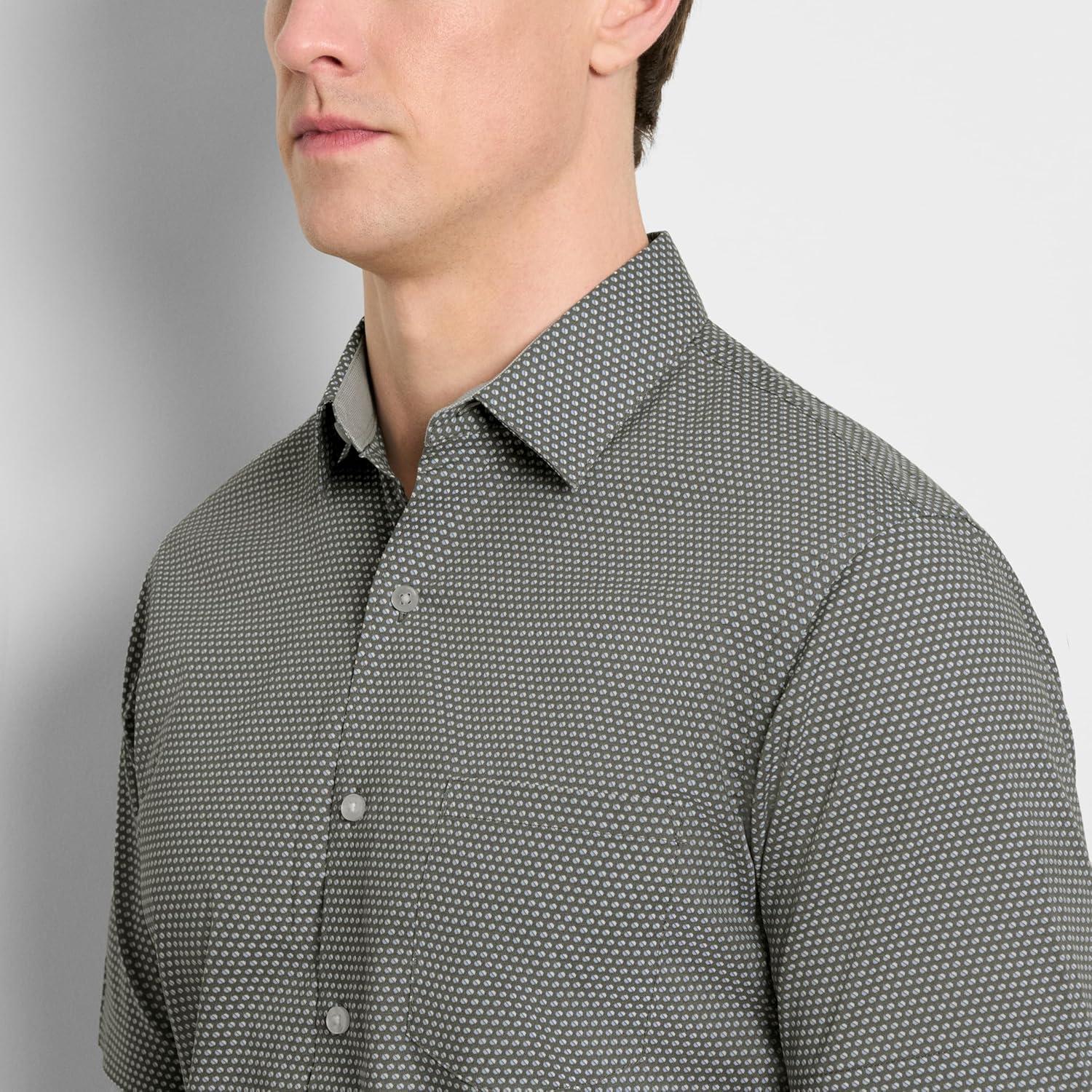 imageVan Heusen Mens Wrinkle Free Short Sleeve Button Down Check ShirtDusty Olive