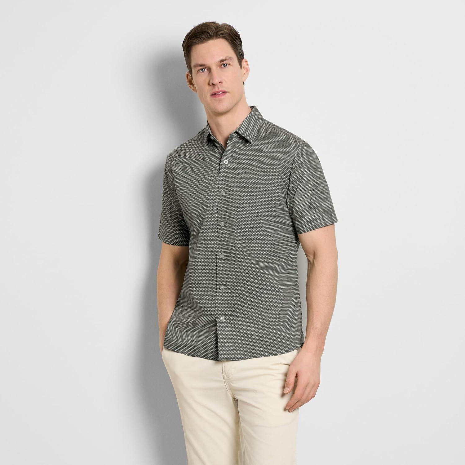 imageVan Heusen Mens Wrinkle Free Short Sleeve Button Down Check ShirtDusty Olive