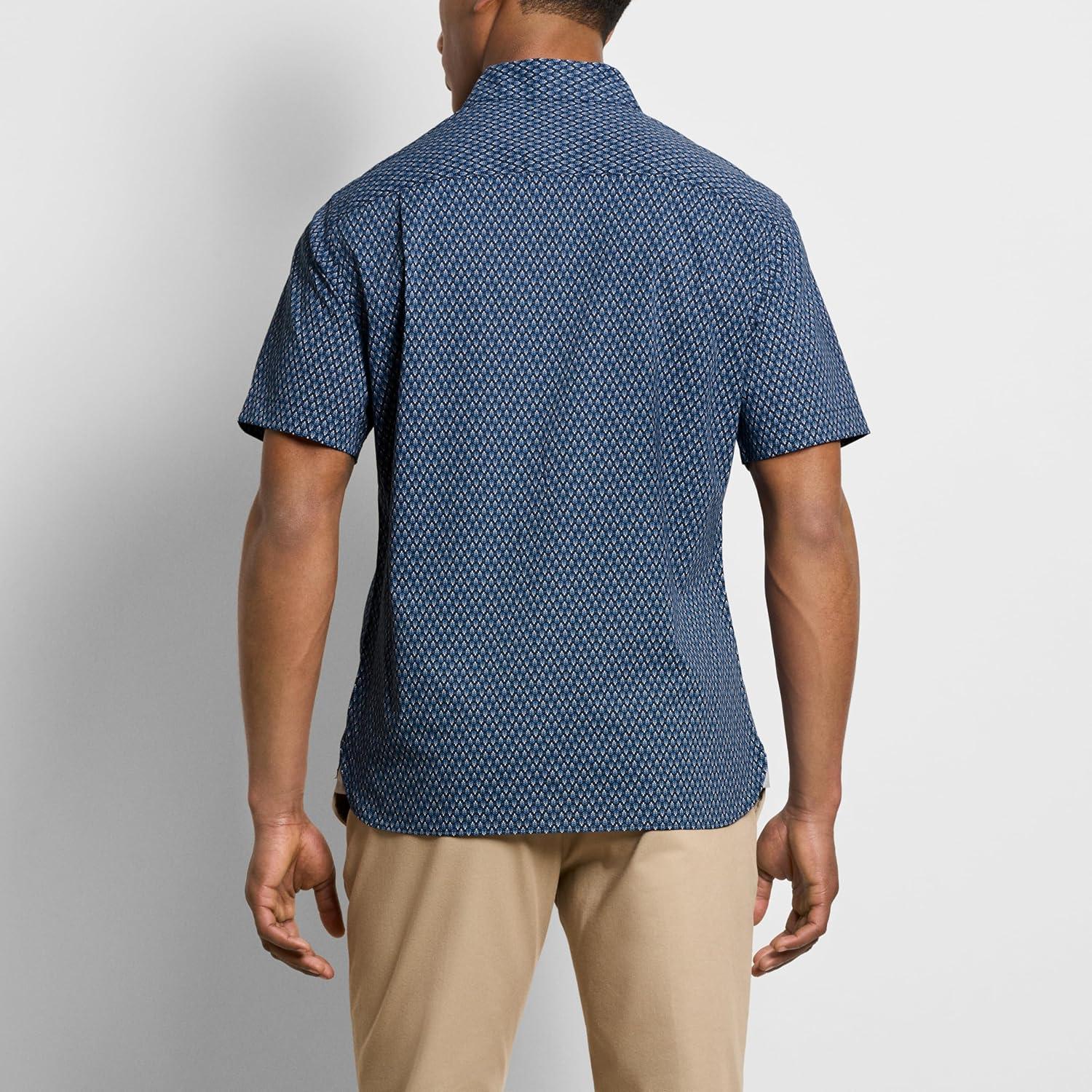imageVan Heusen Mens Wrinkle Free Short Sleeve Button Down Check ShirtNavy Black Iris
