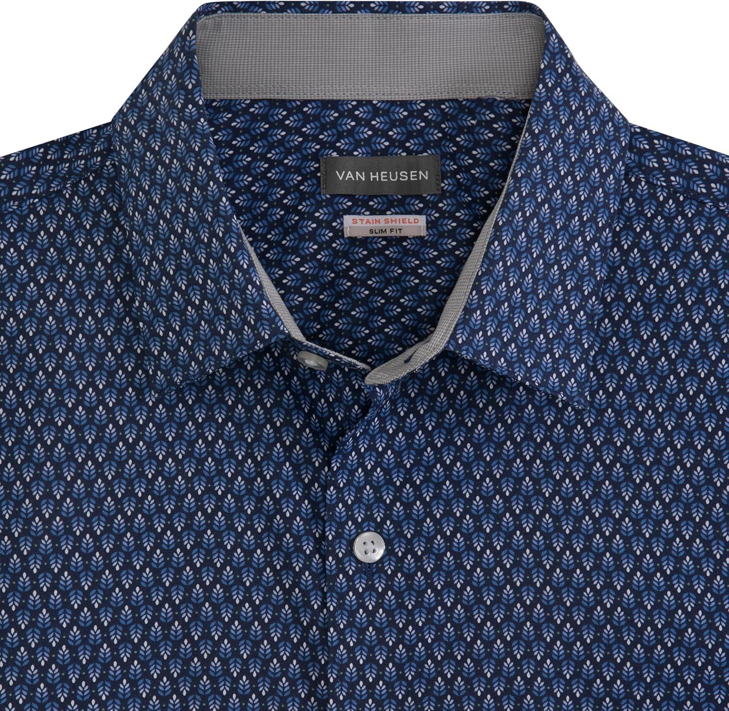 imageVan Heusen Mens Wrinkle Free Short Sleeve Button Down Check ShirtNavy Black Iris