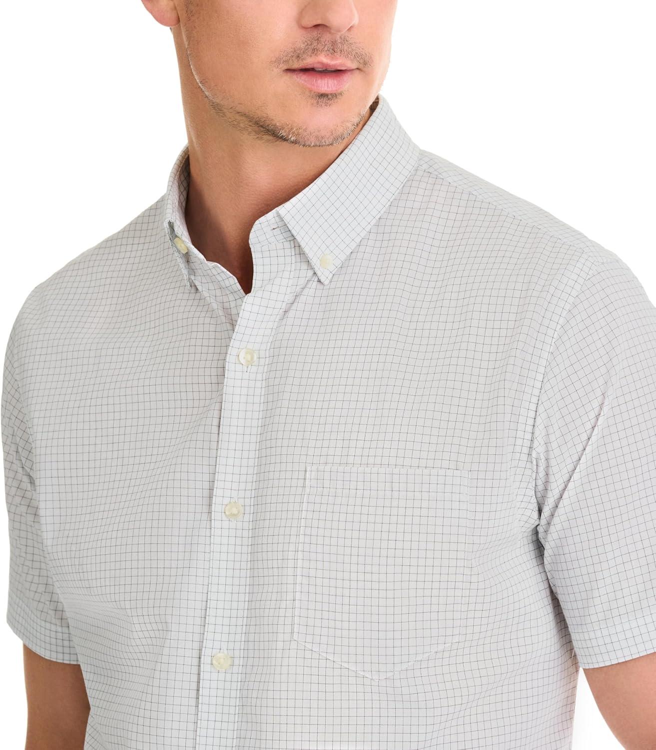 imageVan Heusen Mens Wrinkle Free Short Sleeve Button Down Check ShirtVhs C Off Whit