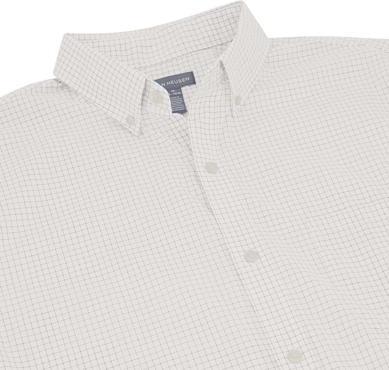 imageVan Heusen Mens Wrinkle Free Short Sleeve Button Down Check ShirtVhs C Off Whit