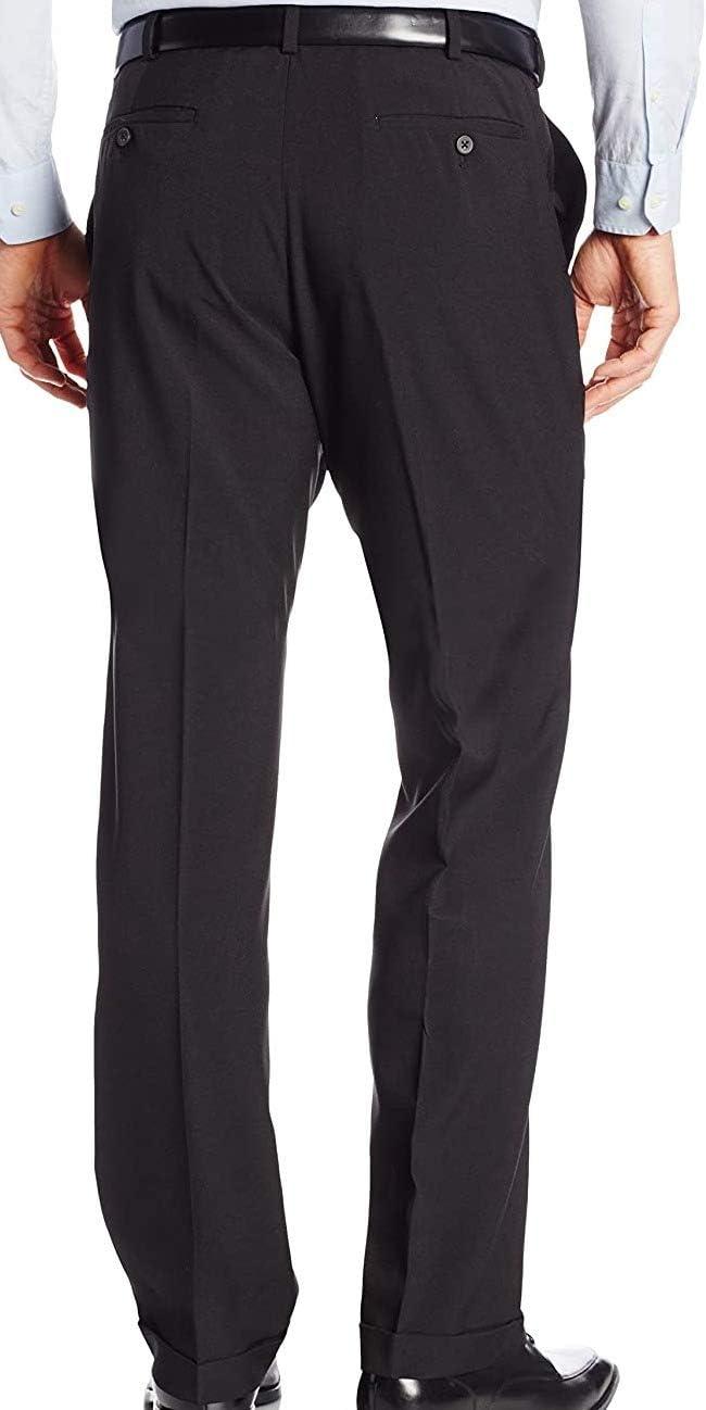 imageVan Heusen mens Big and Tall Stretch Traveler Cuffed Crosshatch Pleated PantBlack