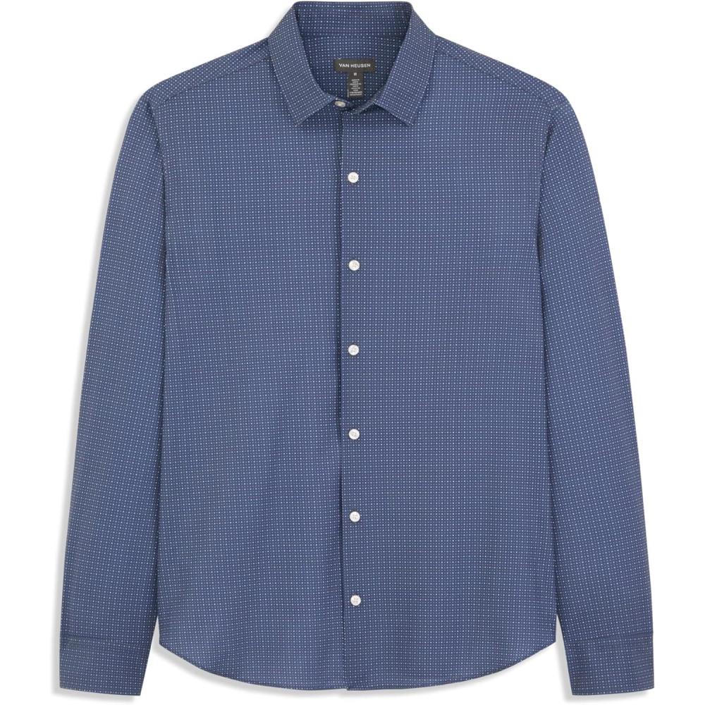 imageVan Heusen Mens AllWay Performance Stretch Long Sleeve Button Up Shirt Slim Fit Regular Length Quick DryCoastal Dot Print