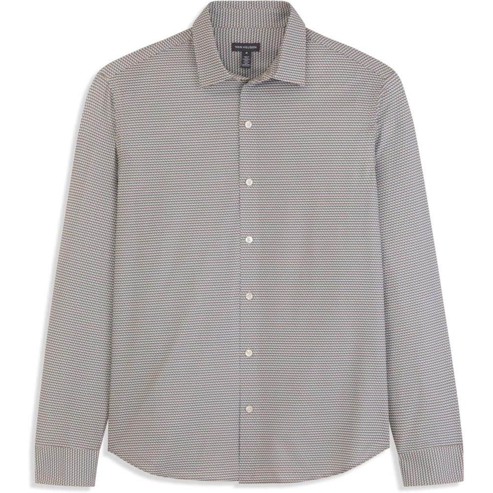 imageVan Heusen Mens AllWay Performance Stretch Long Sleeve Button Up Shirt Slim Fit Regular Length Quick DryTigers Eye