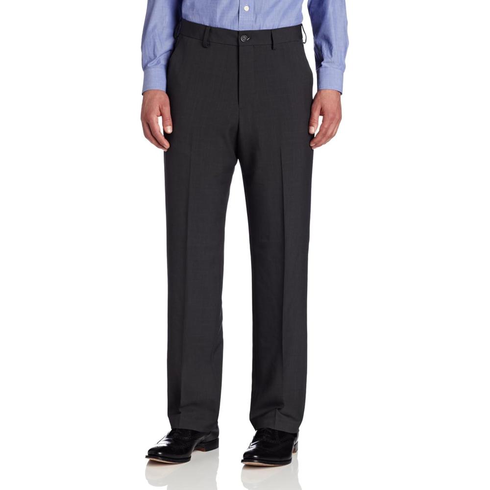 imageVan Heusen Mens Big and Tall Stretch Traveler Cuffed Crosshatch Pleated PantGrey
