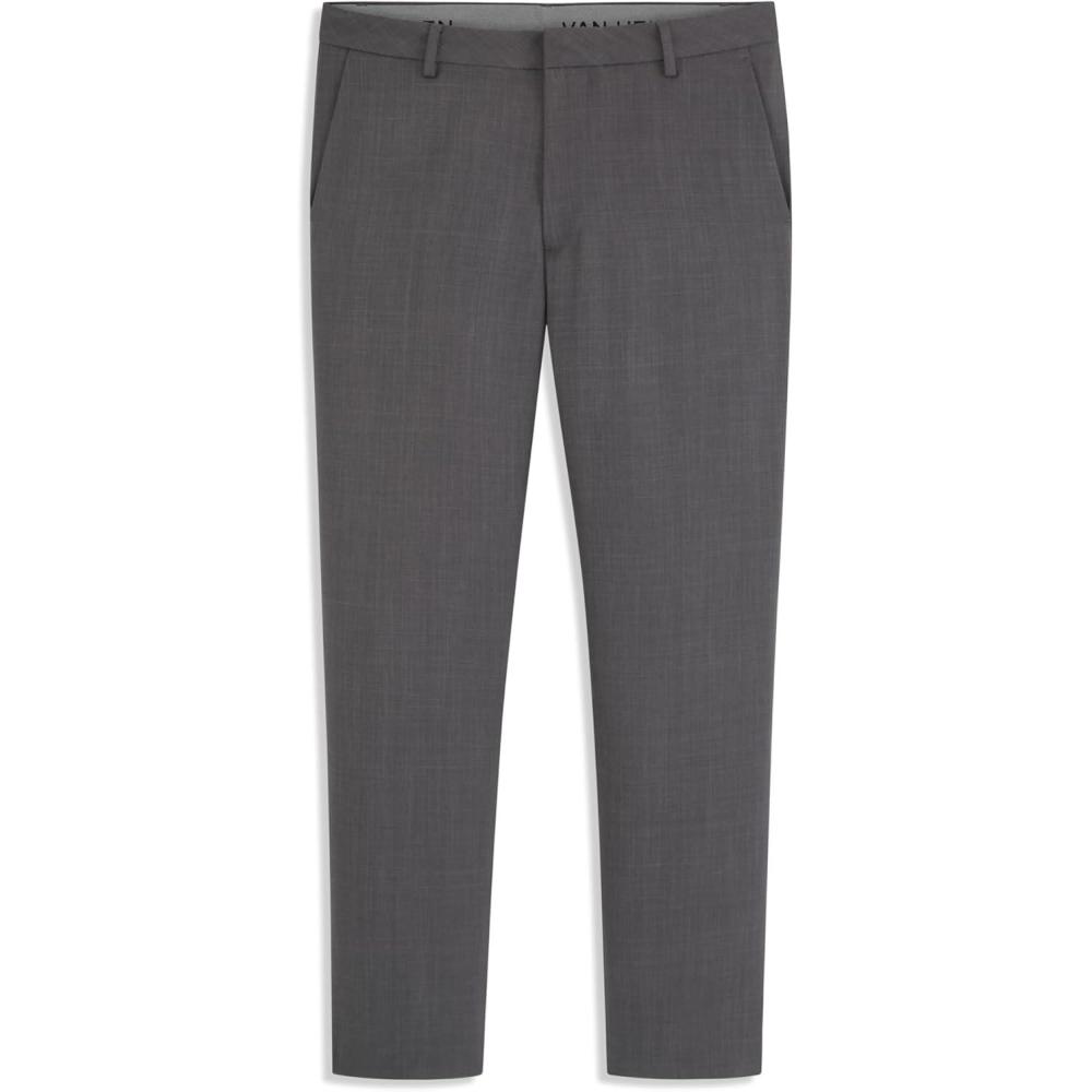 imageVan Heusen Mens Essential Slim Fit Flat Front Dress Pant Stretch Fabric amp Waistband Machine WashableHigh Rise Grey