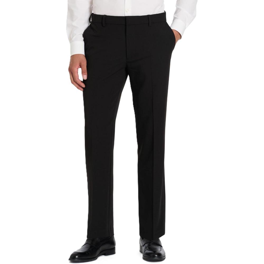 imageVan Heusen Mens Flex Flat Front Straight Fit PantBlack Soft Lux