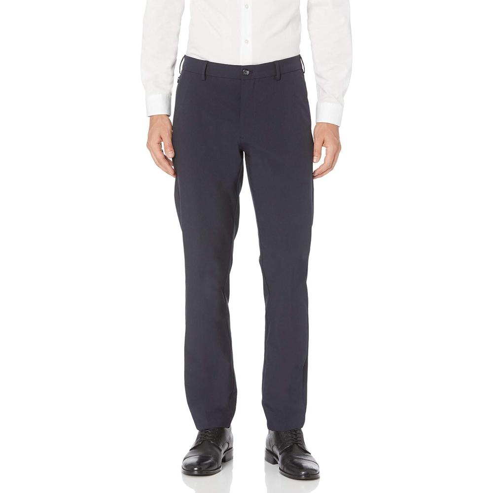 imageVan Heusen Mens Flex Flat Front Straight Fit PantSea Navy