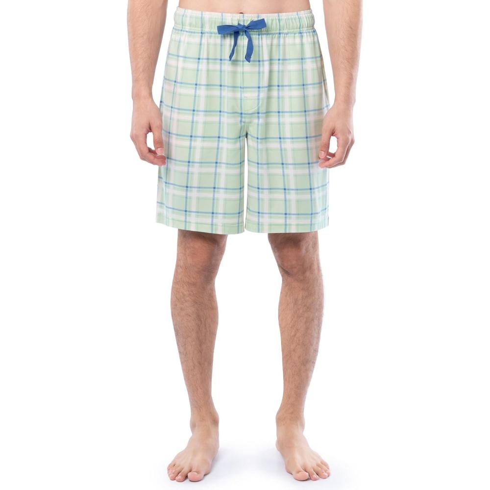 imageVan Heusen Mens Jersey Knit Sleep ShortsLight Green Plaid