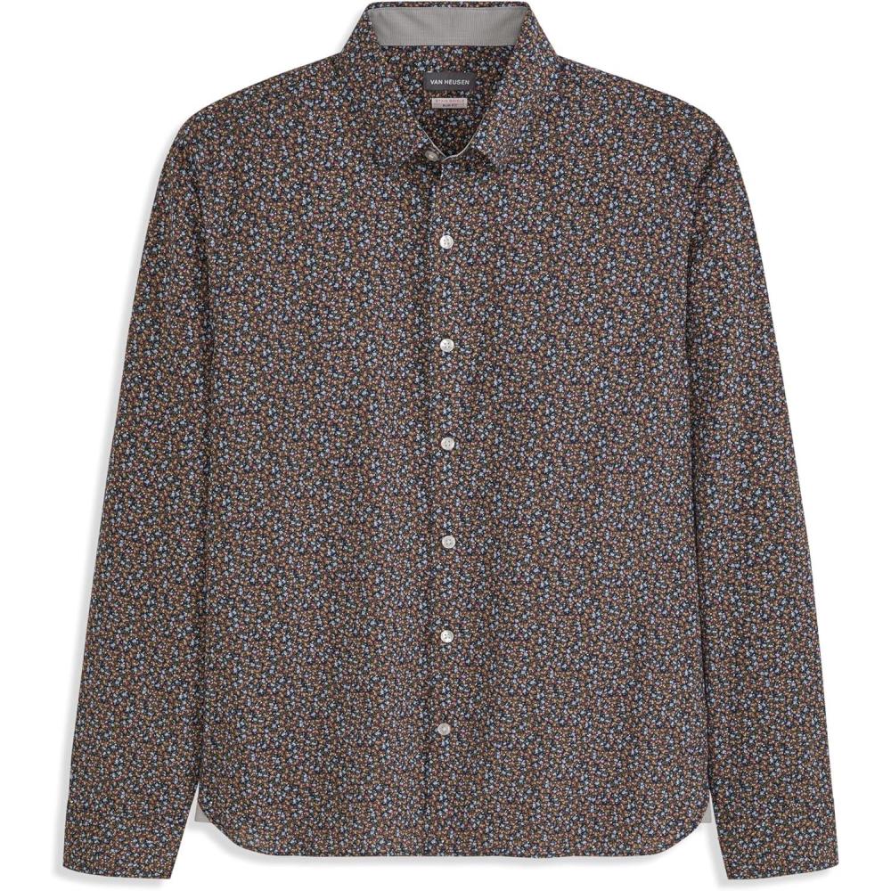 imageVan Heusen Mens NoIron Long Sleeve Button Down Shirt Comfortable Stretch FabricInsignia Blue