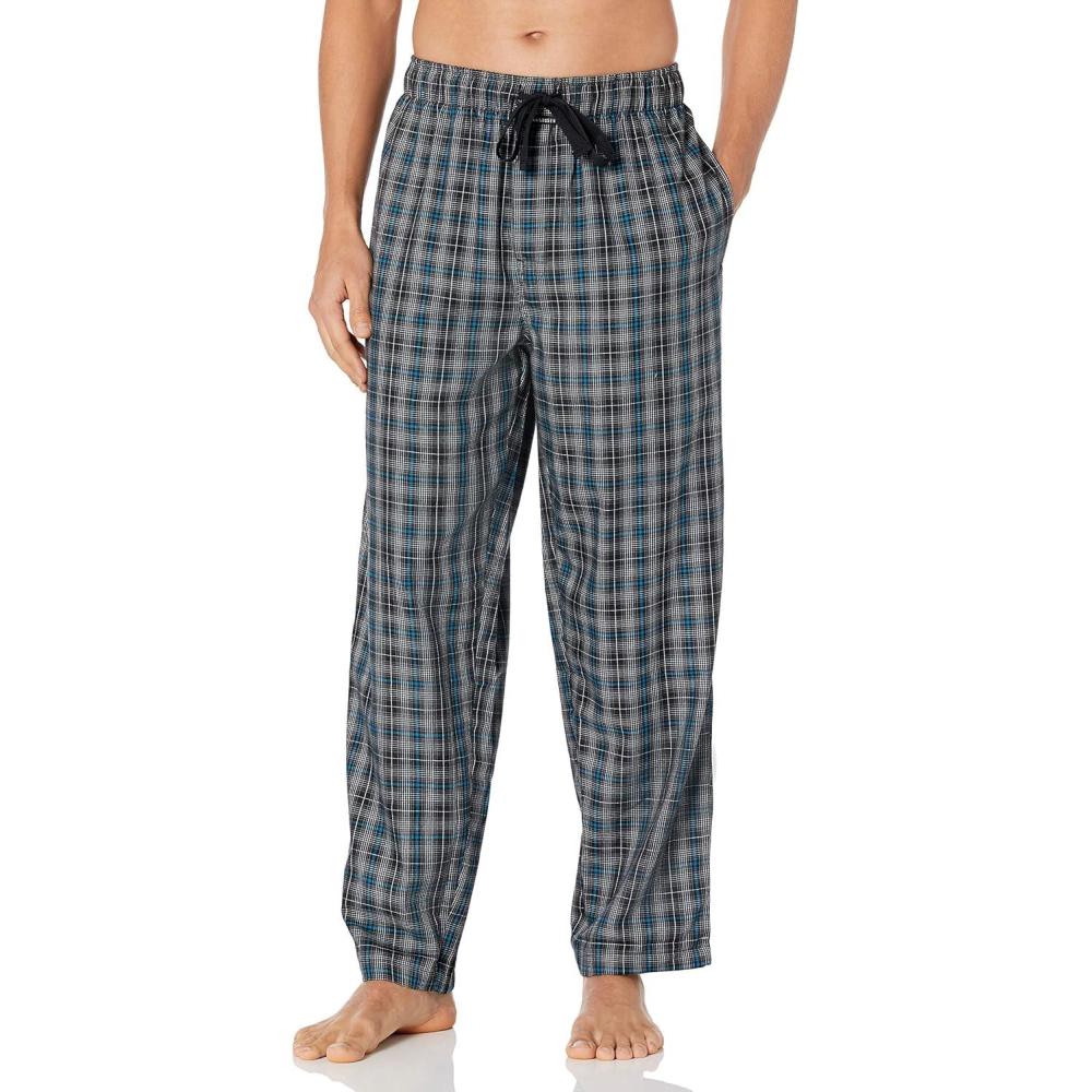 imageVan Heusen Mens Polyrayon Yarndye Woven Sleep Pajama PantBlackBlue Plaid