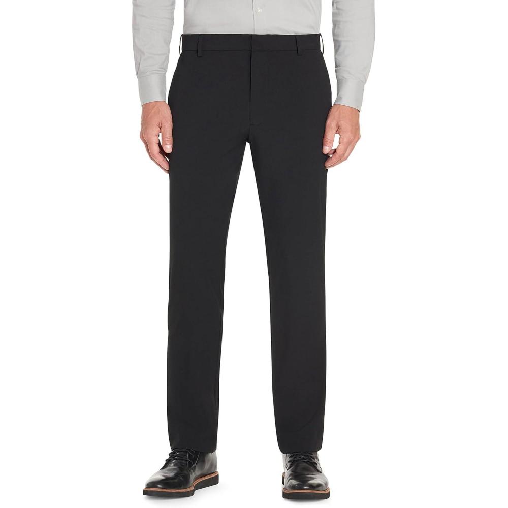 imageVan Heusen Mens Stain Shield Stretch Slim Fit Flat Front Dress PantBlack