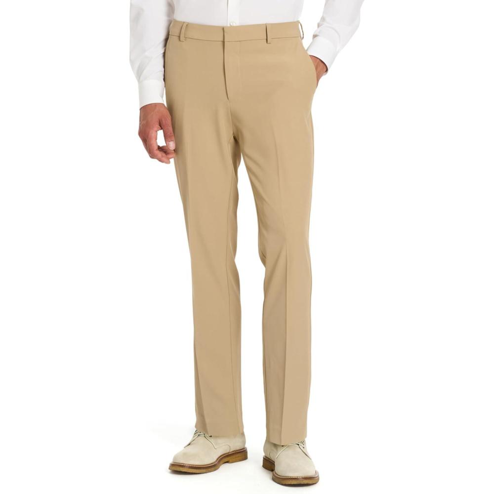 imageVan Heusen Mens Stain Shield Stretch Slim Fit Flat Front Dress PantCedarwood Khaki