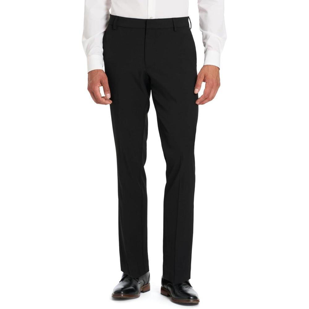 imageVan Heusen Mens Stain Shield Stretch Slim Fit Flat Front Dress PantJet Black