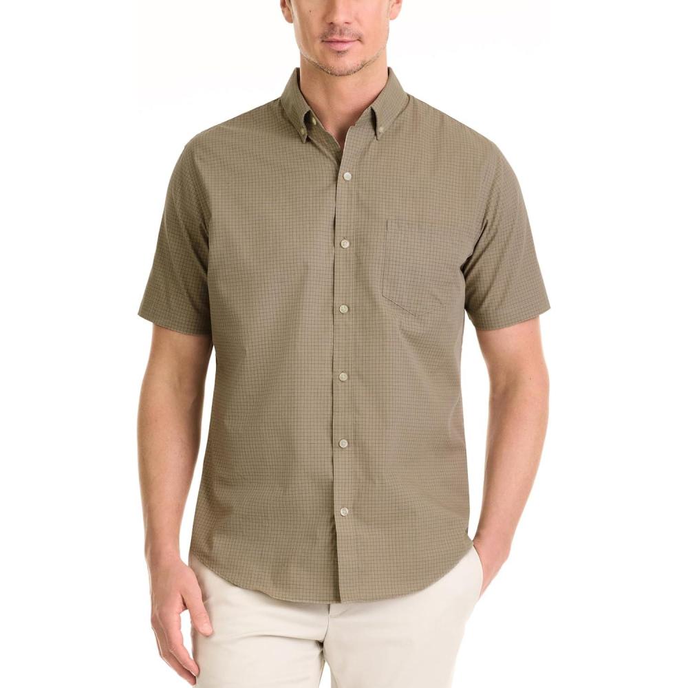 imageVan Heusen Mens Wrinkle Free Short Sleeve Button Down Check ShirtAluminum