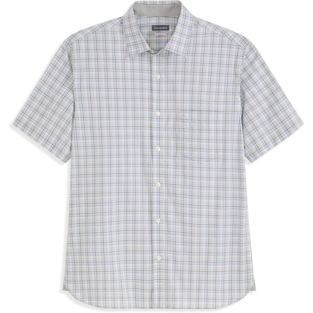 imageVan Heusen Mens Wrinkle Free Short Sleeve Button Down Check ShirtBrilliant White