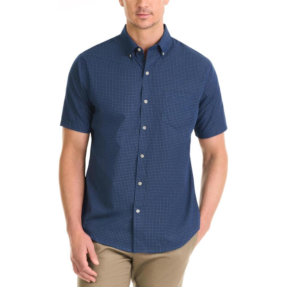 imageVan Heusen Mens Wrinkle Free Short Sleeve Button Down Check ShirtCarbon Blue