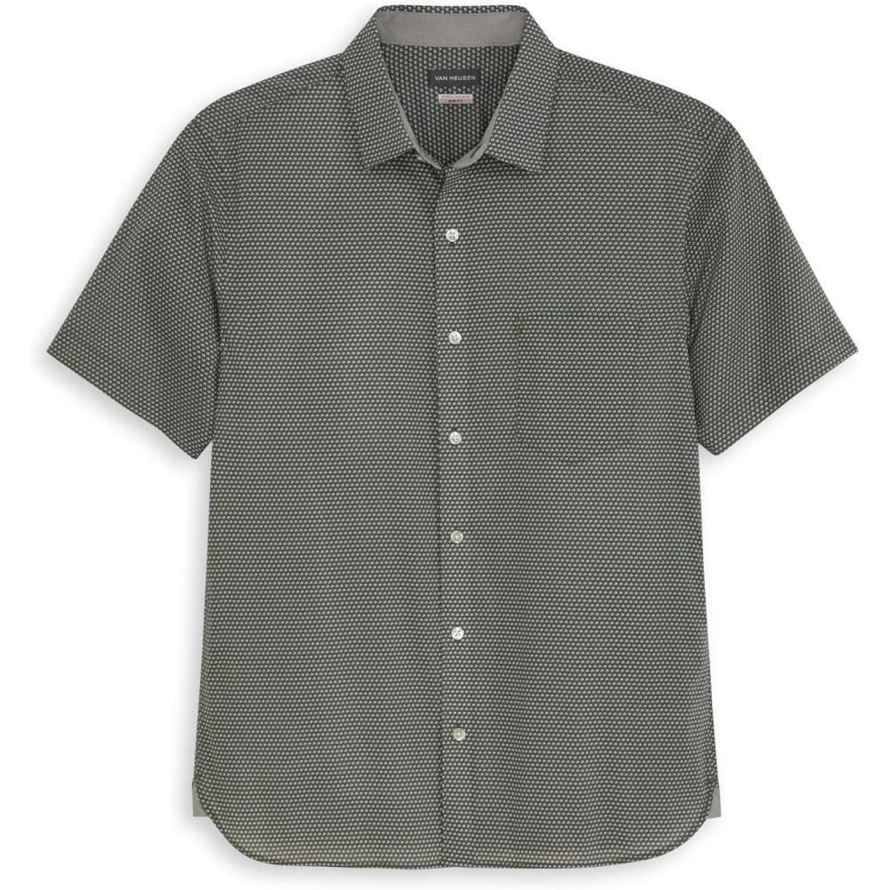 imageVan Heusen Mens Wrinkle Free Short Sleeve Button Down Check ShirtDusty Olive