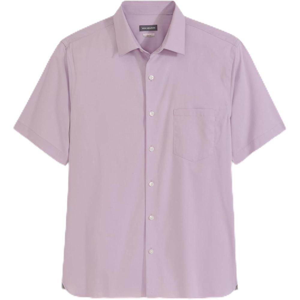 imageVan Heusen Mens Wrinkle Free Short Sleeve Button Down Check ShirtLavendula  Solid