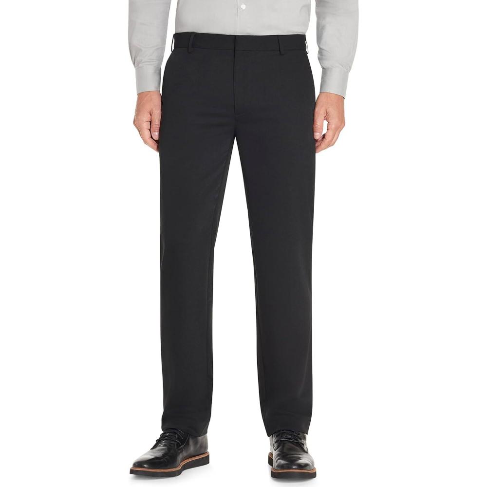 imageVan Heusen Mens Wrinkle Free Stretch Flat Front Dress PantBlack