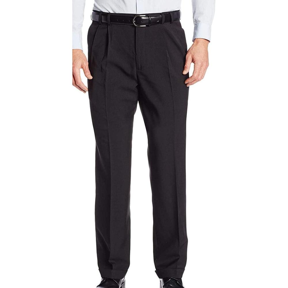 imageVan Heusen mens Big and Tall Stretch Traveler Cuffed Crosshatch Pleated PantBlack