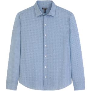 Van Heusen Mens All-Way Performance Stretch Long Sleeve Button Up Shirt, Slim Fit, Regular Length, Quick Dry(Bel Air Blue)