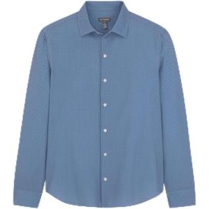 Van Heusen Mens All-Way Performance Stretch Long Sleeve Button Up Shirt, Slim Fit, Regular Length, Quick Dry(Riverside Blue)