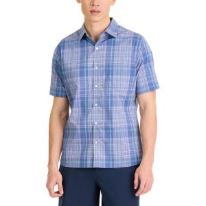 Van Heusen Mens Essential Woven Short Sleeve Button Up(Grey Blue)