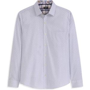 Van Heusen Mens Originals Long Sleeve Button Down Shirt, Slim Fit Regular Length, Comfortable Stretch Fabric(Striped Dot Denim)