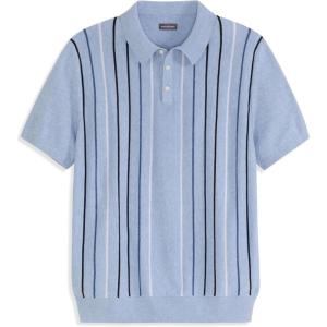 Van Heusen Mens Short Sleeve Temp Control Polo Sweater Shirt, Regular Fit Button & Snap Closure, Cooling Fabric(Glacier Ice)