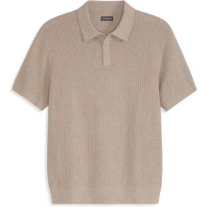 Van Heusen Mens Short Sleeve Temp Control Polo Sweater Shirt, Regular Fit Button & Snap Closure, Cooling Fabric(Light Beige)