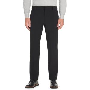 Van Heusen Mens Stain Shield Stretch Slim Fit Flat Front Dress Pant(Black)