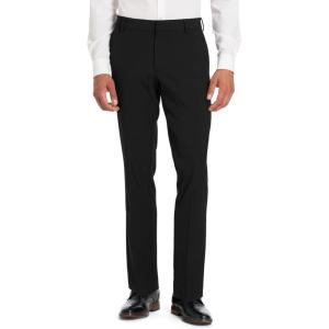Van Heusen Mens Stain Shield Stretch Slim Fit Flat Front Dress Pant(Jet Black)