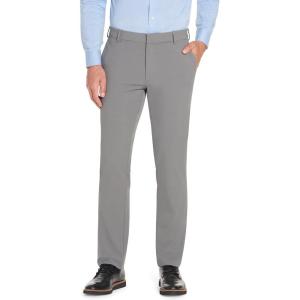 Van Heusen Mens Stain Shield Stretch Slim Fit Flat Front Dress Pant(Smoked Pearl)