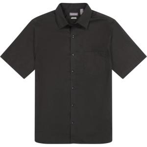 Van Heusen Mens Wrinkle Free Short Sleeve Button Down Check Shirt(Black – Solid)