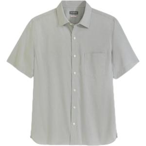 Van Heusen Mens Wrinkle Free Short Sleeve Button Down Check Shirt(Iceberg Green – Solid)