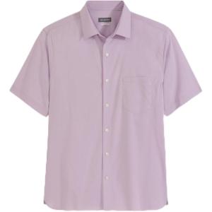 Van Heusen Mens Wrinkle Free Short Sleeve Button Down Check Shirt(Lavendula – Solid)