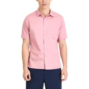 Van Heusen Mens Wrinkle Free Short Sleeve Button Down Check Shirt(Pink Nectar)