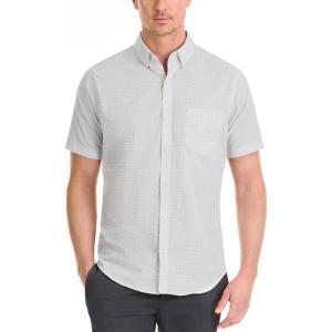 Van Heusen Mens Wrinkle Free Short Sleeve Button Down Check Shirt(Vhs C. Off Whit)
