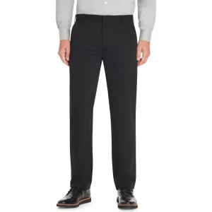 Van Heusen Mens Wrinkle Free Stretch Flat Front Dress Pant(Black)