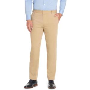 Van Heusen Mens Wrinkle Free Stretch Flat Front Dress Pant(Khaki)
