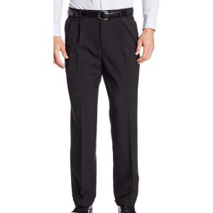 Van Heusen mens Big and Tall Stretch Traveler Cuffed Crosshatch Pleated Pant(Black)