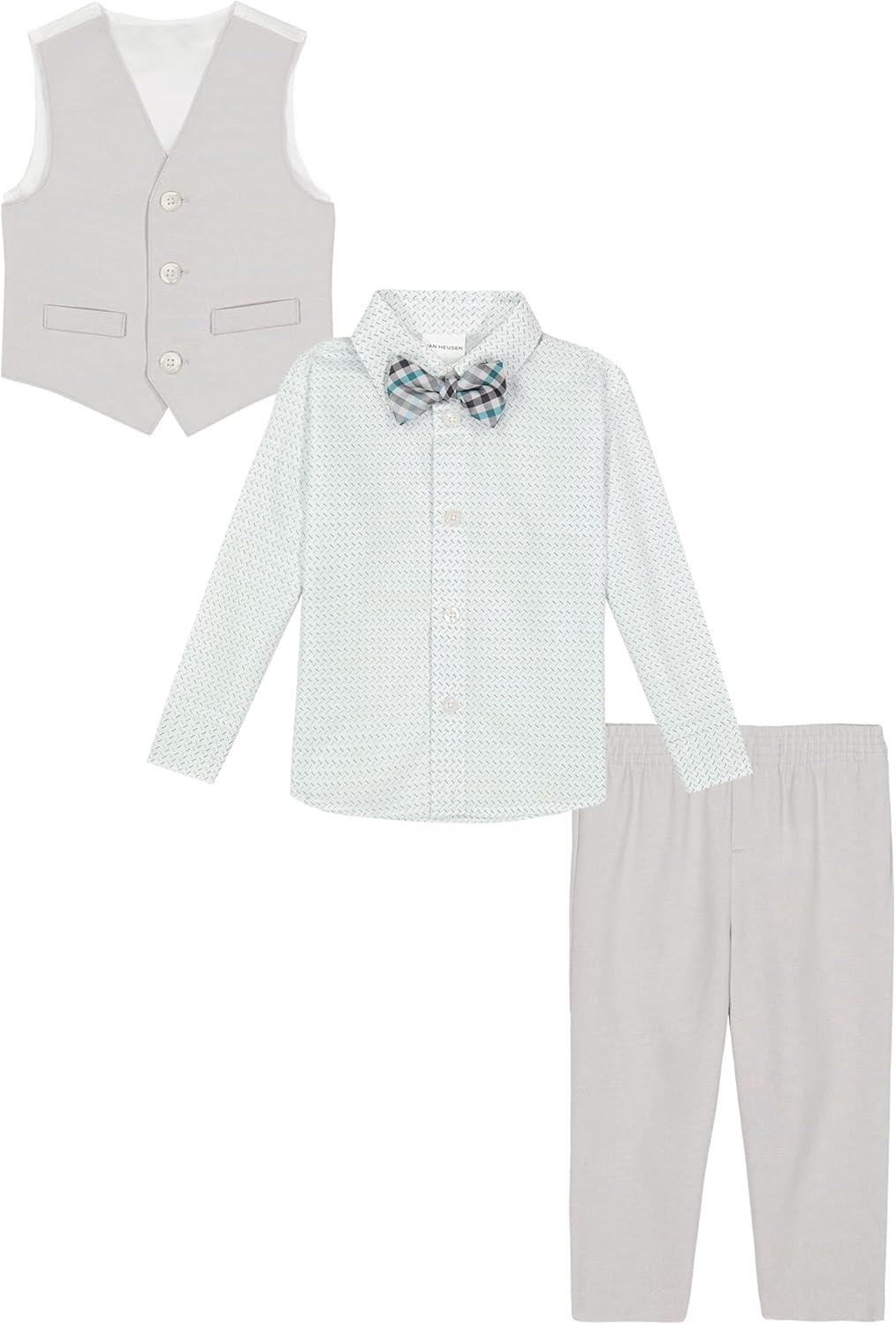 imageVan Heusen BabyBoys 4Piece Formal Dress Up Vest Set Vest Pants Collared Dress Shirt and TiePorcelain