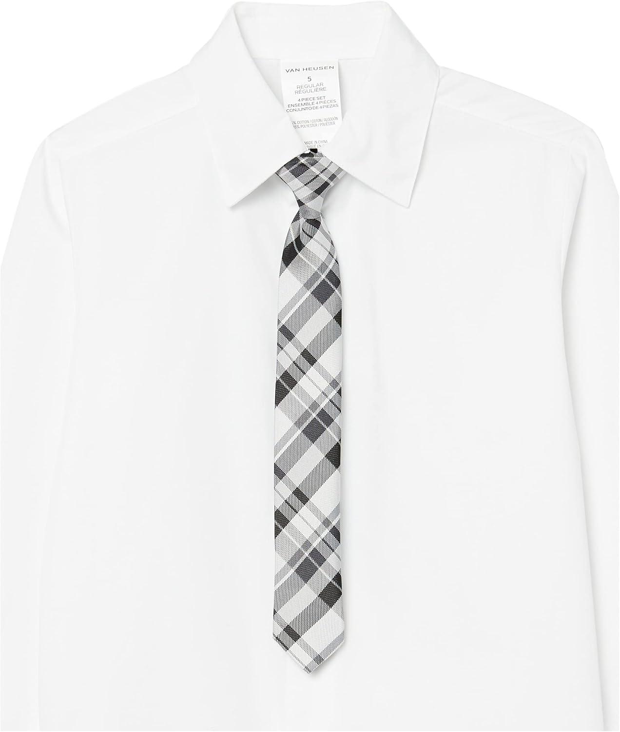 imageVan Heusen Boys 4Piece Formal Suit Set Vest Pants Collared Dress Shirt and TieBlack White