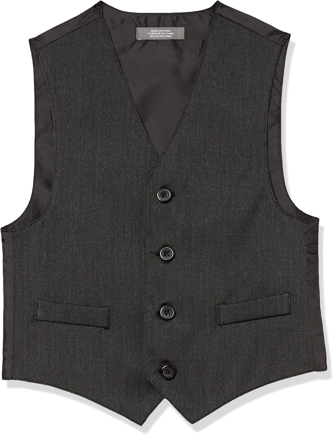 imageVan Heusen Boys 4Piece Formal Suit Set Vest Pants Collared Dress Shirt and TieBlack White