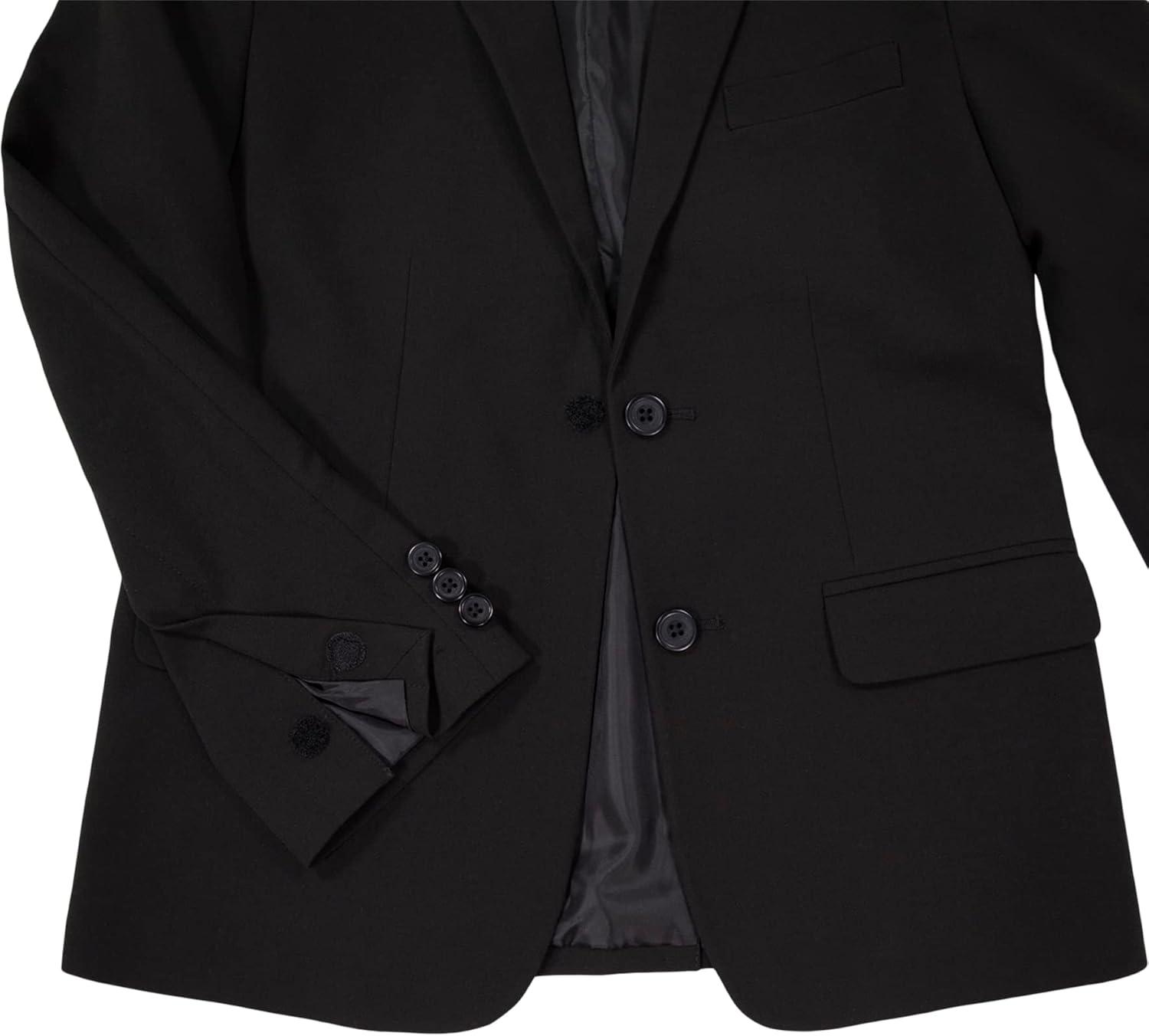 imageVan Heusen Boys Adaptive Flex Stretch Suit Jacket Faux Buttons amp Velcro ClosureBlack